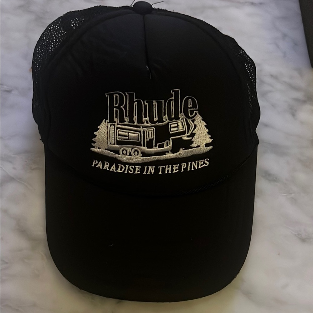 Rhude Black and White Embroidered Cap